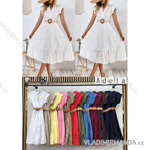 Šaty dlouhé letní s páskem bez rukávu dámské (S/M/L ONE SIZE) ITALSKÁ MÓDA IMWBA25983