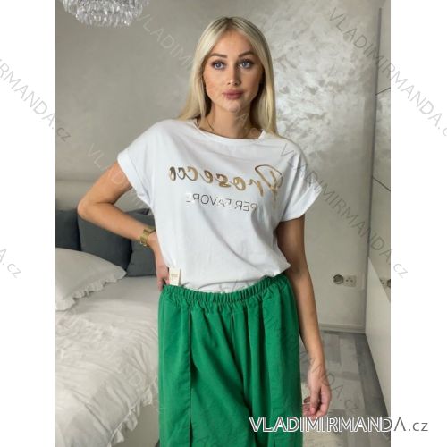 Tričko oversize krátký rukáv dámské PROSECCO  (S/M/L ONE SIZE) ITALSKÁ MÓDA IMD23807/DU černá S/M/L