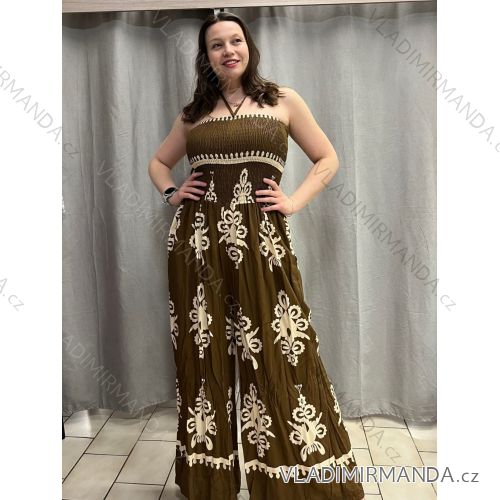 Long Jumpsuit with Pendant 3/4 Long Sleeve Women's Plus Size (50-58) ITALIAN FASHION IMWEC24016