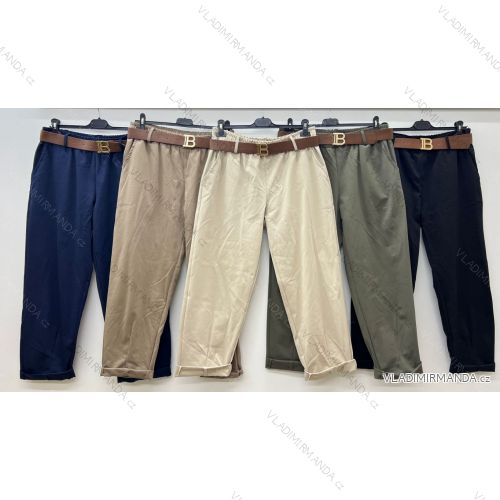 Kalhoty elegantní s páskem dámské nadrozměr (44/46/48 ONE SIZE) ITALSKÁ MÓDA IM425327