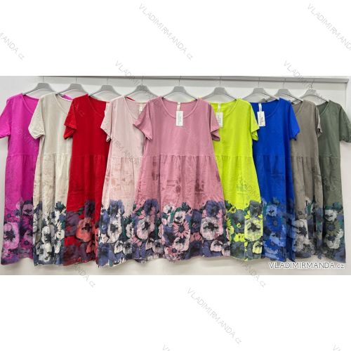 Šaty oversize letný krátky rukáv dámske nadrozmer (48/50/52 ONE SIZE) TALIANSKA MÓDA IM425335