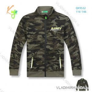 Mikina na zip dlouhý rukáv maskáčová dětská dorost chlapecká (116-146) KUGO QK9532