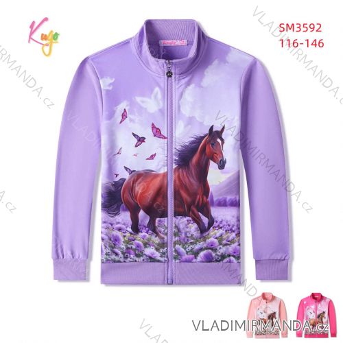 Lightweight long-sleeved zip-up sweatshirt for children and teenagers, girls (116-146) KUGO SM3531