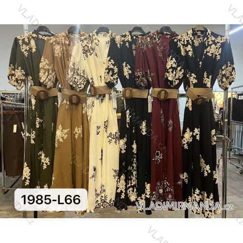Šaty dlhé elegantné letné s opaskom krátky rukáv dámske (XS/S/M ONE SIZE) TALIANSKA MÓDA IMM25m1985