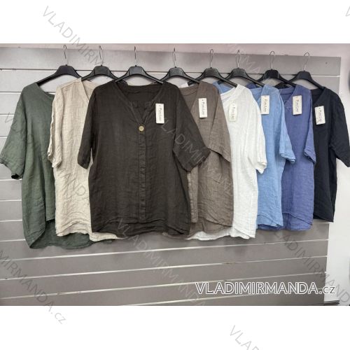 Tunika oversize ľanová 3/4 dlhý rukáv dámska (S/M/L ONE SIZE) TALIANSKA MÓDA IMWGS251188