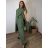 Komplet elegantní krátký rukáv dámské nadrozměr JASMINA (50/52/54 ONE SIZE) ITALSKÁ MÓDA IM425311/DUR 50/52/54 zelená khaki