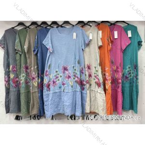 Šaty dlouhé letní krátký rukáv dámské (S/M/L ONE SIZE) ITALSKÁ MÓDA IMWHA251205