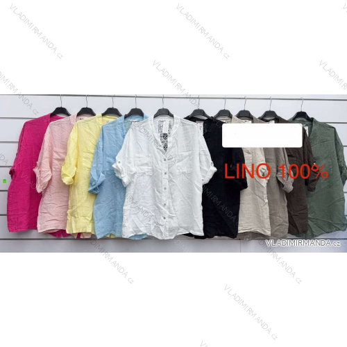 Košeľa klasik ľanová 3/4 dlhý rukáv dámska (S/M/L ONE SIZE) TALIANSKA MÓDA IMWKK251009