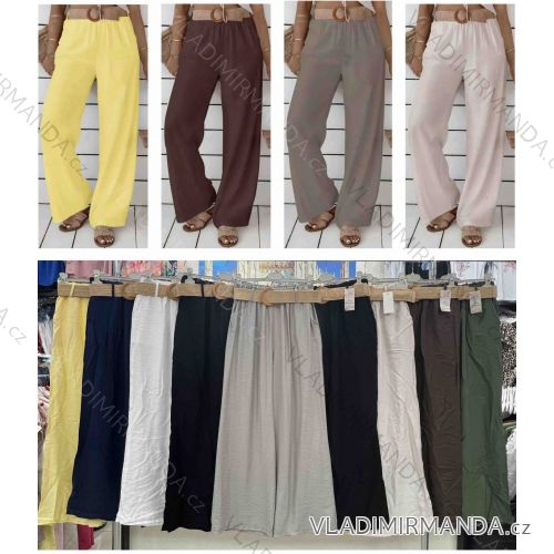 Kalhoty dlouhé letní s páskem dámské (S/M/L ONE SIZE) ITALSKÁ MÓDA IMWB251248