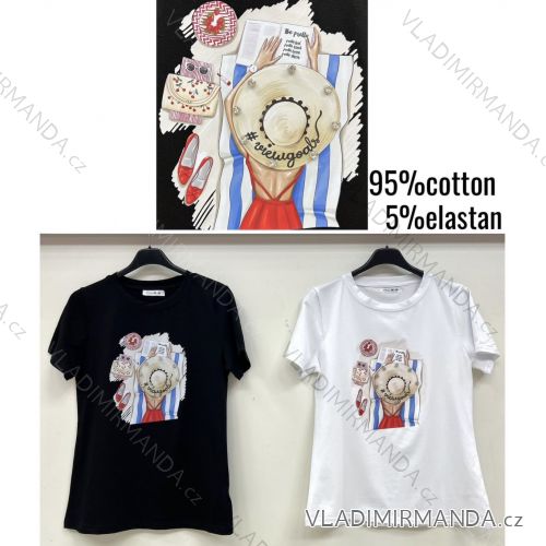 Tričko letní krátký rukáv dámské (S/M/L ONE SIZE) ITALSKÁ MÓDA IMWB251261