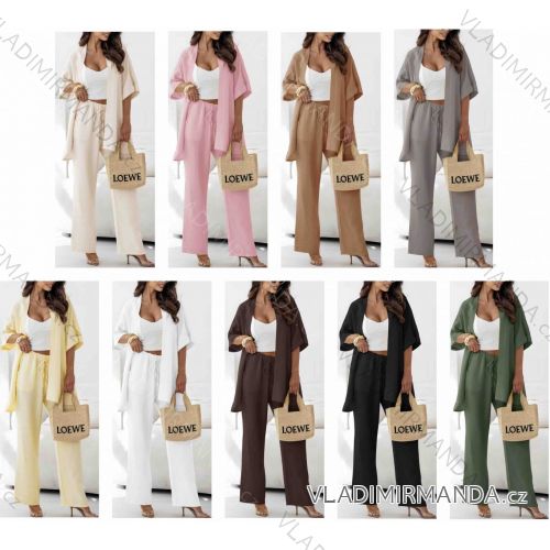 Souprava kalhoty dlouhé a cardigan krátký rukáv a kraťasy dámské (S/M/L ONE SIZE) ITALSKÁ MÓDA IMWB251274