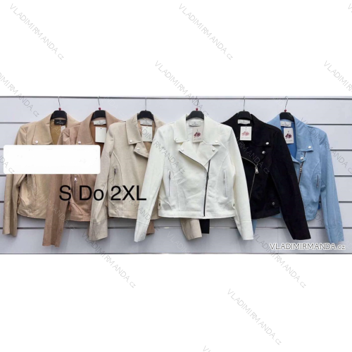 Bunda krátka koženková dlhý rukáv dámska nadrozmer (S-2XL ONE SIZE) TALIANSKA MÓDA IMWKK251035