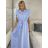 Women's Long Chiffon Short Sleeve Dress (S/M ONE SIZE) ITALIAN FASHION IMWGS231048
