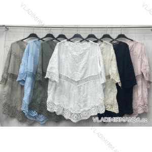 Tunika oversize krátký rukáv dámská nadrozměr (42/44/46 ONE SIZE) ITALSKÁ MÓDA IMWGL251307
