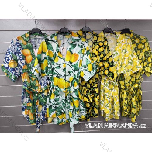Šaty letné citrónky lemon košeľové krátky rukáv dámske (XS/S/M ONE SIZE) TALIANSKA MÓDA IMWGS251318