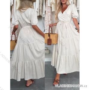 Šaty dlouhé letní krátký rukáv dámské (XS/S/M ONE SIZE) ITALSKÁ MÓDA IMWCH251327