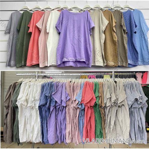 Tunika prodloužená krátký rukáv dámská nadrozměr (54/56/58 ONE SIZE) ITALSKÁ MÓDA IMWCL251074