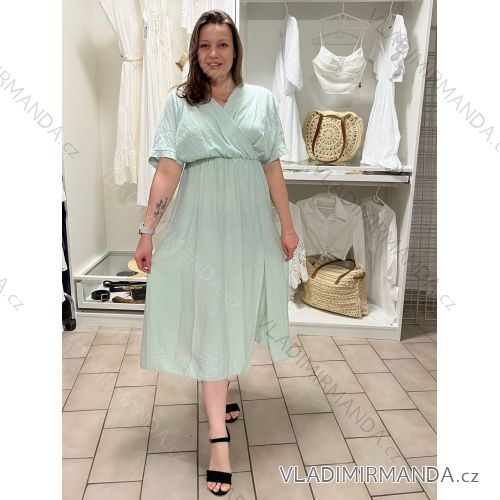 Women's long summer short sleeve dress (S/M/L ONE SIZE) ITALIAN FASHION IMC25197