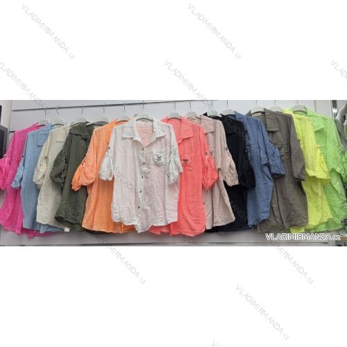 Women's Long Sleeve Muslin Shirt (S/M ONE SIZE) ITALIAN FASHION IMWGS23248
