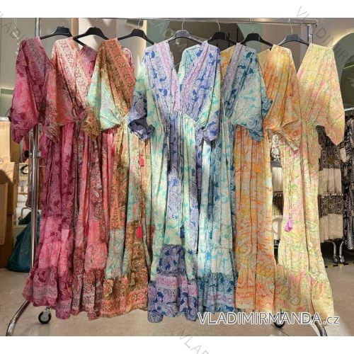 Šaty dlouhé letní 3/4 dlouhý rukáv dámské (S/M/L ONE SIZE) INDICKÁ MÓDA IMWT251380