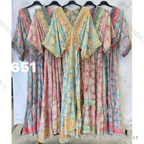 Šaty dlouhé letní 3/4 dlouhý rukáv dámské (S/M/L ONE SIZE) INDICKÁ MÓDA IMWT251381