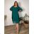 Šaty krátké elegantní krátký rukáv dámské nadrozměr (50/52/54 ONE SIZE) ITALSKÁ MÓDA IMPSH2570006/DU 50/52/54 tmavě smaragdová