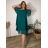 Šaty krátké elegantní krátký rukáv dámské nadrozměr (50/52/54 ONE SIZE) ITALSKÁ MÓDA IMPSH2570006/DU 50/52/54 tmavě smaragdová