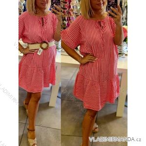 Šaty krátke voľnočasové letné s opaskom krátky rukáv dámske (XS/S/M ONE SIZE) TALIANSKA MÓDA IMWG251471
