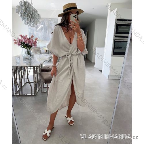 Šaty voľnočasové letný mušelín krátky rukáv dámske (XS/S/M ONE SIZE) TALIANSKA MÓDA IMWG251483