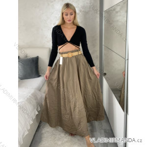Sukně dlouhá s kapsami s páskem dámská SISI (S/M/L ONE SIZE) ITALSKÁ MÓDA IM425239