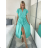 Šaty dlouhé elegantný letný krátky rukáv dámske BLANA (S/M/L ONE SIZE) TALIANSKA MÓDA IMD25115/DR tm. mintová S/M/L