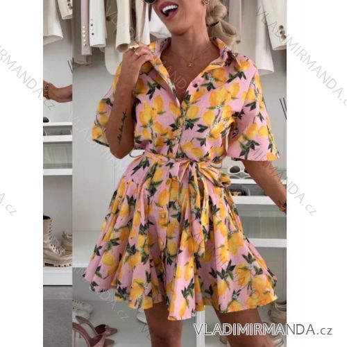 Women's short sleeve summer casual dress (S/M/L ONE SIZE) ITALIAN FASHION IMWGB25022