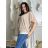 Tunika halenka krátký rukáv dámská nadrozměr (52/54/56 ONE SIZE) ITALSKÁ MODA IM424128/DUR béžová 52/54