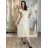 Women's short sleeve summer casual dress (S/M/L ONE SIZE) ITALIAN FASHION IMWGB25022 S / M / L beige