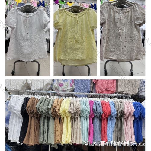 Halenka letní krajková krátký rukáv dámská (XS/S/M ONE SIZE) ITALSKÁ MÓDA IMWDV251584