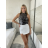 Top croptop třpytivý na ramínka dámské BEATA (S/M/L ONE SIZE) ITALSKÁ MÓDA IMPSH246528/DUR S/M/L Černá