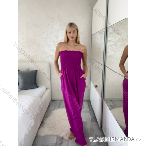 Overal dlouhý elegantní žabičkovaný carmen bez rukávu dámský (S/M/L ONE SIZE) ITALSKÁ MÓDA IM425322
