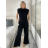 Women's Long Chiffon Short Sleeve Dress (S/M ONE SIZE) ITALIAN FASHION IMWGS231048 S / M / L black