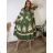 Šaty elegantní letní 3/4 dlouhý rukáv dámské nadrozměr LUDMILA (50/52/54 ONE SIZE) ITALSKÁ MÓDA IMPLI243735/DUR 50/52/54 zelená khaki