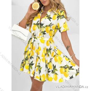 Šaty krátke košeľové citrónky lemon krátky rukáv dámske (XS/S/M ONE SIZE) TALIANSKA MÓDA IMWGS25572