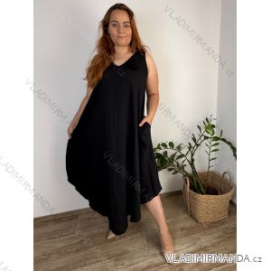 Šaty dlouhé letní na ramínka dámské nadrozměr LOLA (42/44/46 ONE SIZE) ITALSKÁ MÓDA IM4251113/DU