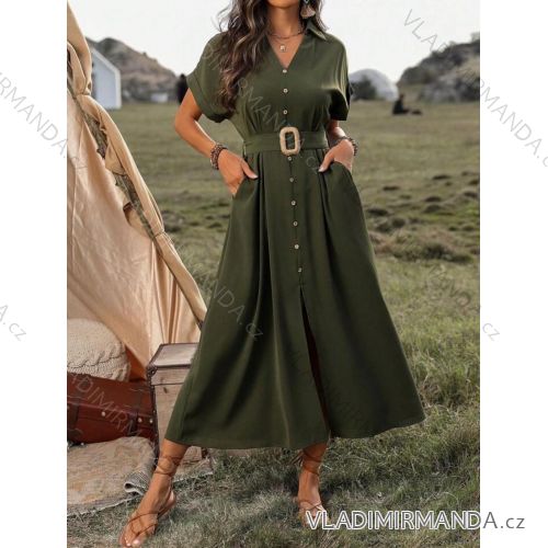 Women's Long Chiffon Short Sleeve Dress (S/M ONE SIZE) ITALIAN FASHION IMWGS231048