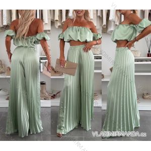 Souprava saténová top bez rukávu a kalhoty dlouhé skládané dámské (XS/S/M ONE SIZE) ITALSKÁ MÓDA IMWGS25584