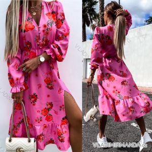 Šaty letní květované dlouhý rukáv dámské (XS/S/M ONE SIZE) ITALSKÁ MÓDA IMWGS25589