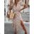 Langes Chiffon-Kurzarmkleid für Damen (S/M ONE SIZE) ITALIAN FASHION IMWGS231048