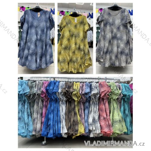 Šaty voľnočasové letné krátky rukáv dámske nadrozmer (42/44/46 ONE SIZE) TALIANSKA MÓDA IMWDV251621
