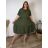 Šaty letní s přívěskem krátký rukáv dámské nadrozměr (54/56/58 ONE SIZE) ITALSKÁ MÓDA IM425089/DUR khaki 54/56
