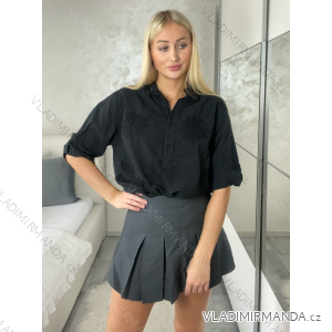 Košile klasik 3/4 dlouhý rukáv dámská FLORA (M/L/XL ONE SIZE) ITALSKÁ MÓDA IM325012