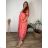 Šaty dlouhé letní 3/4 dlouhý rukáv dámské nadrozměr MARIA (48/50/52 ONE SIZE) ITALSKÁ MÓDA IM425172/DR 48/50/52 růžová lososová
