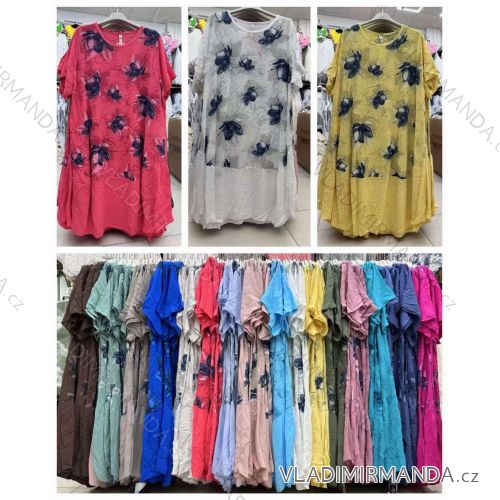 Šaty voľnočasové letné oversize krátky rukáv dámske nadrozmer (42/44/46 ONE SIZE) TALIANSKA MÓDA IMWDV251629